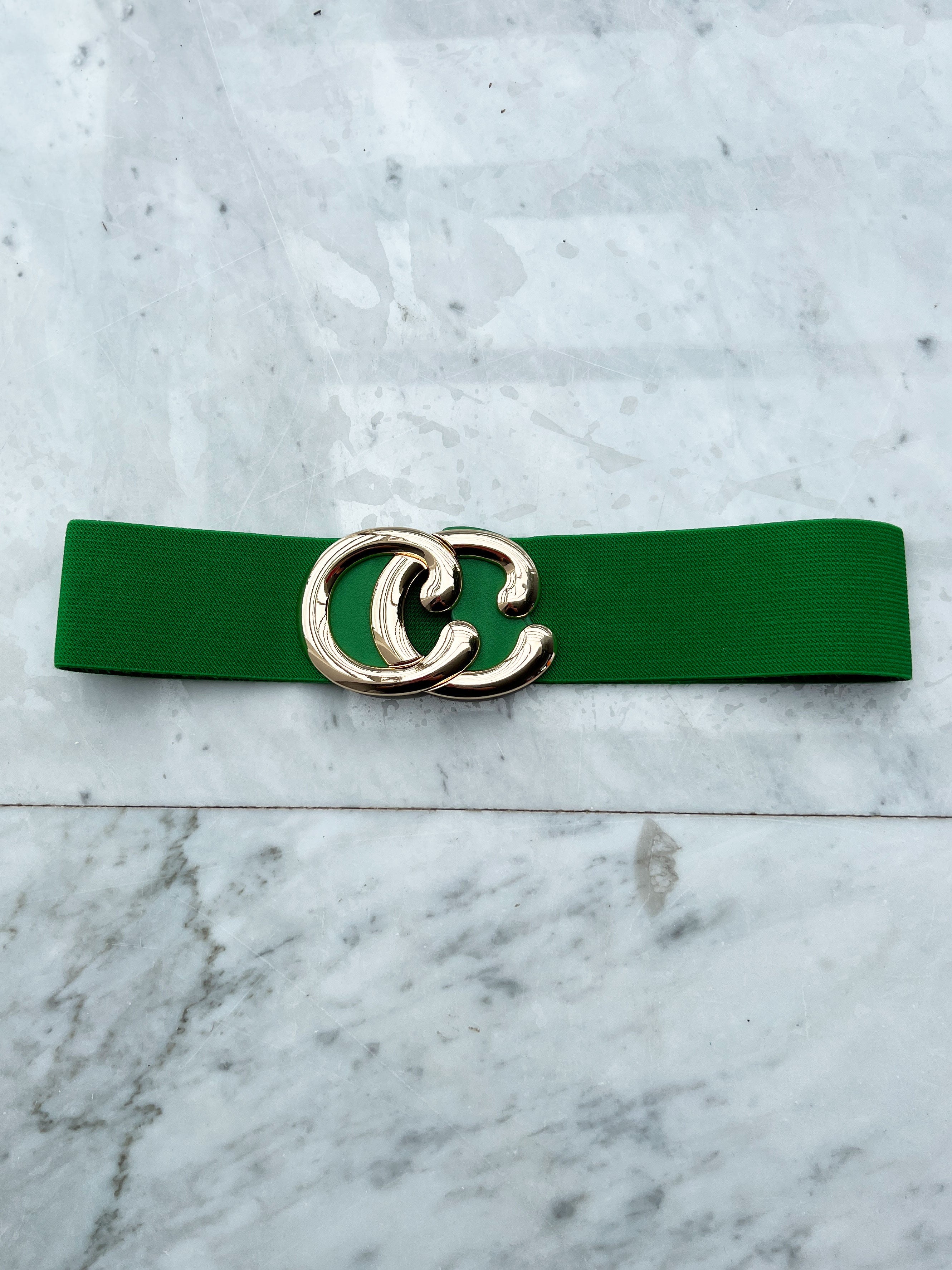 Nanna - Bredt elastisk taljebælte med guldspænde